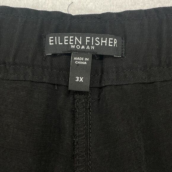 EILEEN FISHER Pants 3X Plus Tencel Twill Tapered Ankle Button Cuff Utility Black - Picture 11 of 16